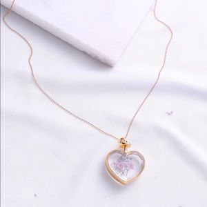 Flower Heart Pendant Chain Necklace